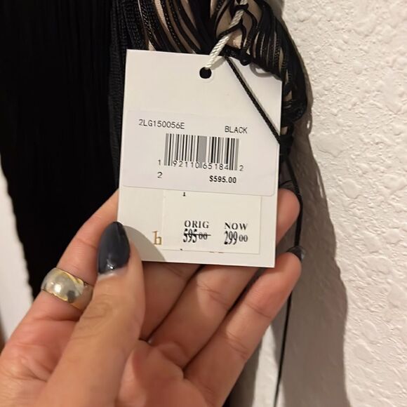 HH
Evening Collection Tassel Dress - NEW NWT - Black Fringe - Tan Slip Dress - Picture 4 of 6